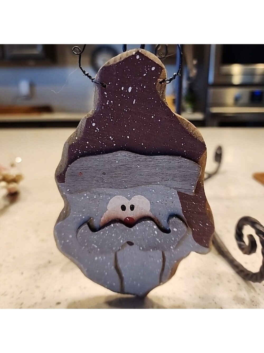 Folk Art Santa Claus Rustic Wooden Ornament 6"